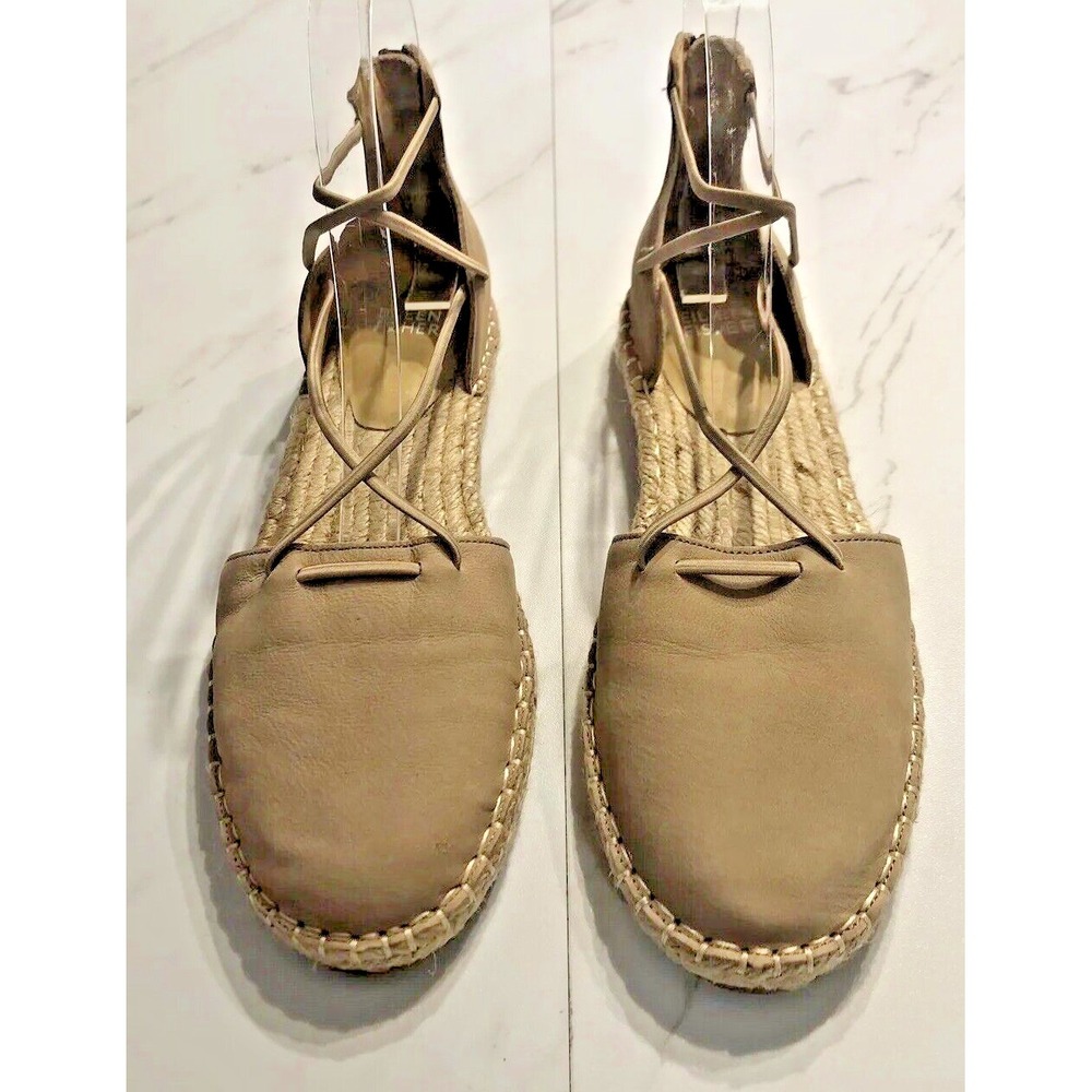 Eileen Fisher Women Lee D'orsay Espadrille Elastic Wrap leather Tan Sandal 7.5